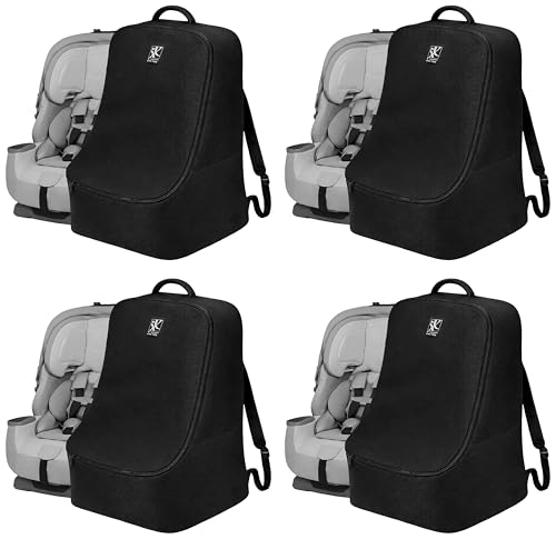 Image of J.L. Childress Padded Backpack Car Seat Bag-Car Seat Travel Bag for Airplane,Cover Fits Baby & Infant Carriers & Boosters,Airport Accessories for Gate Check or Baggage Check-Ultimate,Black (Pack of 4)