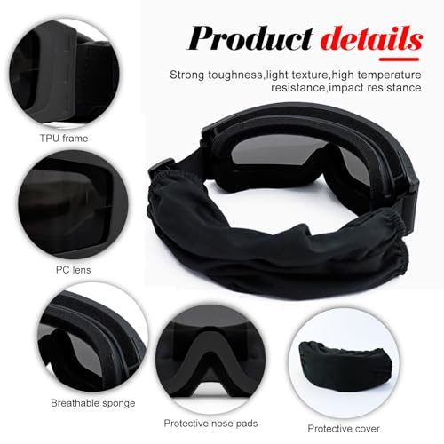 SPOSUNE Military Airsoft Tactical Goggles with 3 Interchangeable Lens for Men Women Shooting Combat Ballistic Motorcycle - Image 3