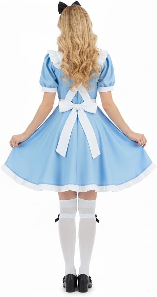 Alice Costume Women Wonderland Maid Outfit Anime Lolita Dress Halloween Cosplay Maid Apron Gloves Headband Socks Set - Image 3