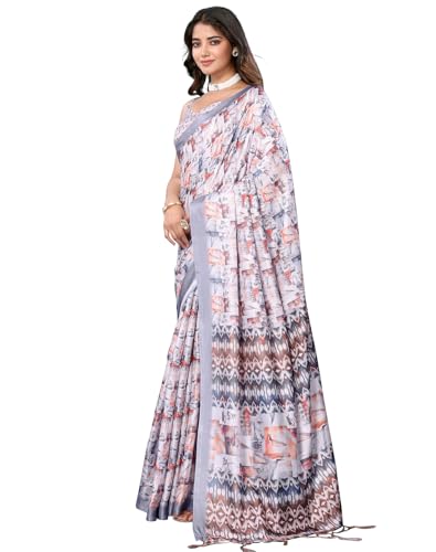 Sari indio KULIA de seda artificial multicolor y blusa ajustable premium 3