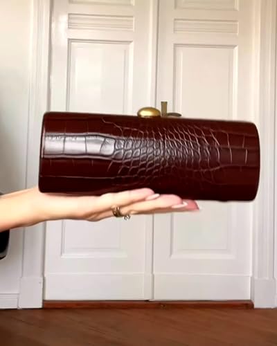 Vagen Leather Clutch Purses for Women Wedding Pu Evening Purse for Formal Proms-Brown - Image 4