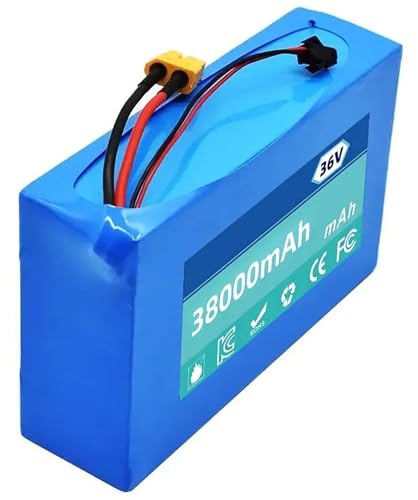 E-Bike Pedelec Akku 36V 38Ah, 10S2P Fahrrad Akkupack Eingebauter BMS Wasserdichter PVC-Akku 36V Elektro-Fahrrad Batterie Für 200W-800W Motor Mit Ladegerät 36V 38Ah,XT60+DC