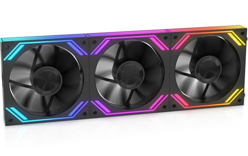 iHTP G120PRO - Ventilador de carcasa inversa ARGB de 120 mm, conexión en cadena, ventilador de CPU de hasta 1850 rpm, paquete de 3 (negro)
