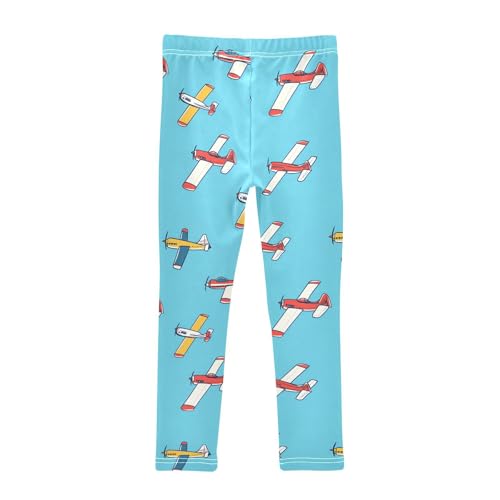 Airplane Blue Design Girls Leggings Soft Stretch Workout Yoga Dance Pants for Kids Casual Tights2