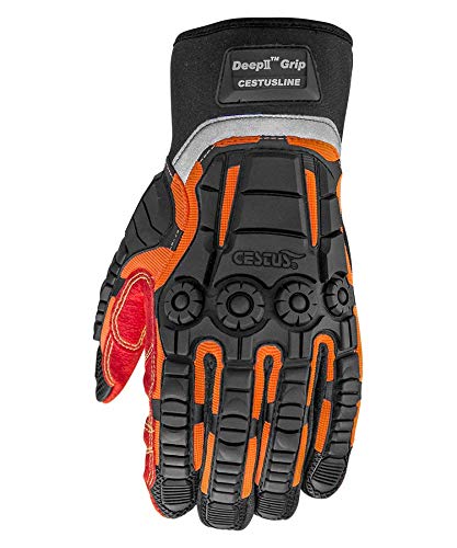Cestus DEEP II Grip OR-3075 4XL Pro Series Deep II Grip Impact Glove, Work, Cut Resistant, 4X-Large, Orange