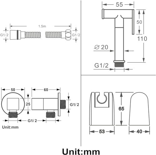 Kit de ducha portátil de latón duradero con soporte de pared para el baño 6