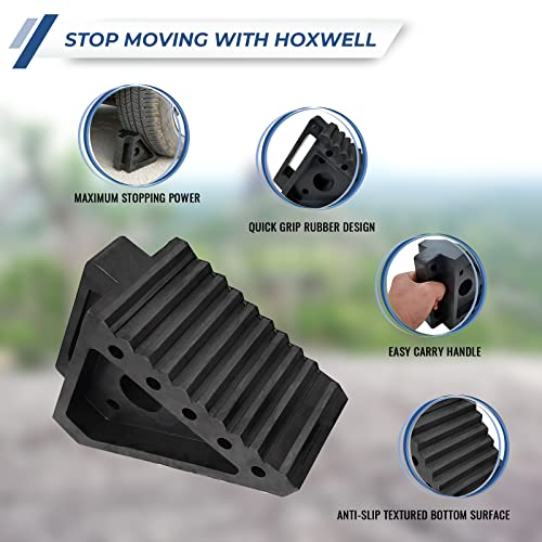 Hoxwell NBTS001-2 Solid Heavy Duty Rubber Wheel Chocks 4 Packs, Premium Wheel Stopper For Car, Travel Trailers, Rv thumb #2