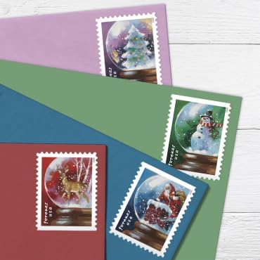 Snow Globes 2023 Forever Postage Stamp Book of 20 Self-Stick Stamps for USPS First Class Envelopes (20 Stamps)