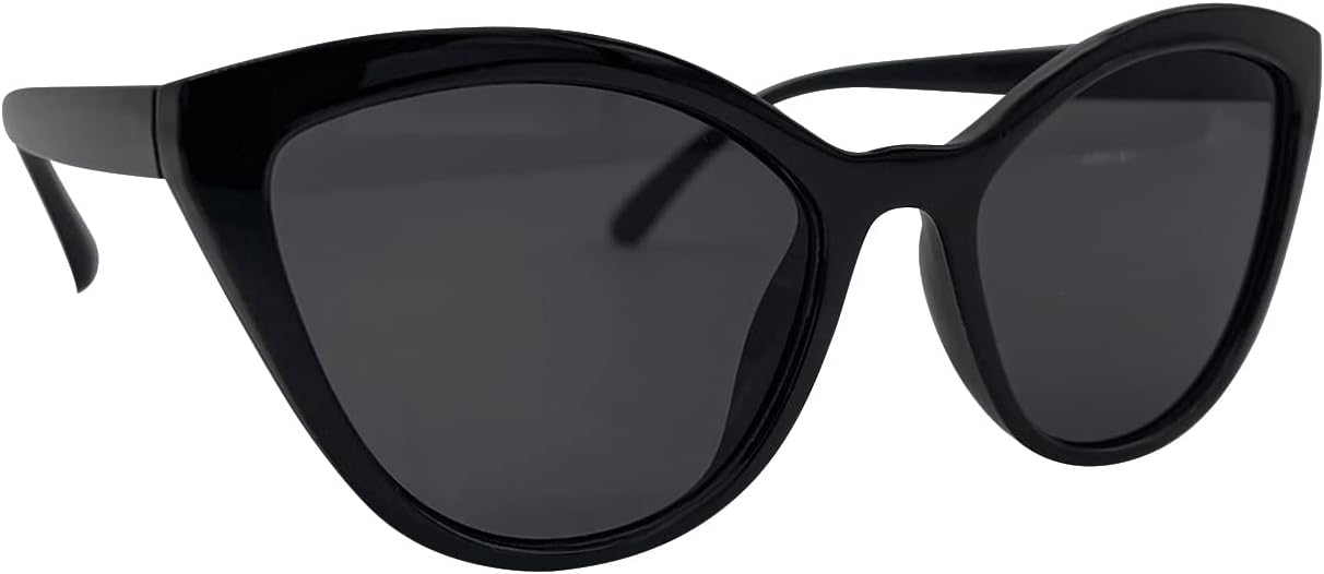 Ladies Womens Gloss Black Cats Eye Retro Vintage Sunglasses With Tint UV400 Lens Festival Fashion
