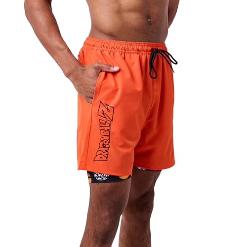 Dragon Ball Z Dragon Balls & Kanji Men's Orange Gym Pajama Shorts2