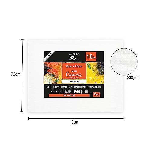 Image of Little Birdie Mini Stretched Canvas Boards for Painting 10pcs 10 X 7.5 cm Mini Canvas Boards | Double Primed Small Canvas Painting Board for Acrylic Painting, Oil Painting| Stretched Canvas Board