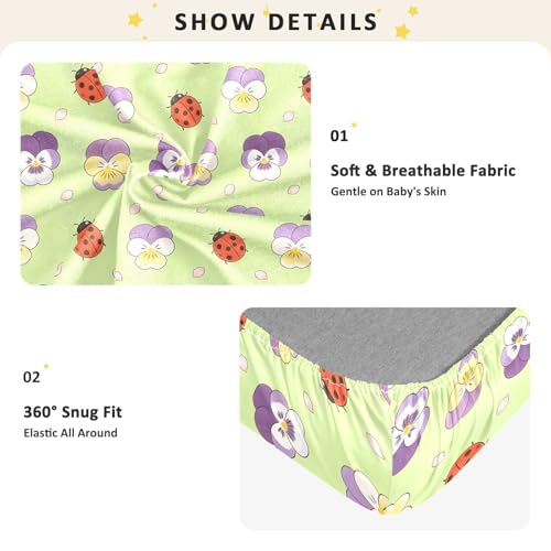 Drap de berceau coton extensible doux anti-plis pour lit bébé animaux et fleurs - 6