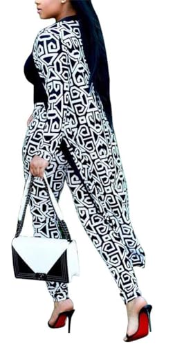 Image of Max2co Women 2 Piece Outfits Floral Long Sleeves Open Front Cardigan Cover up with Leggings High Waist Long Pants Set