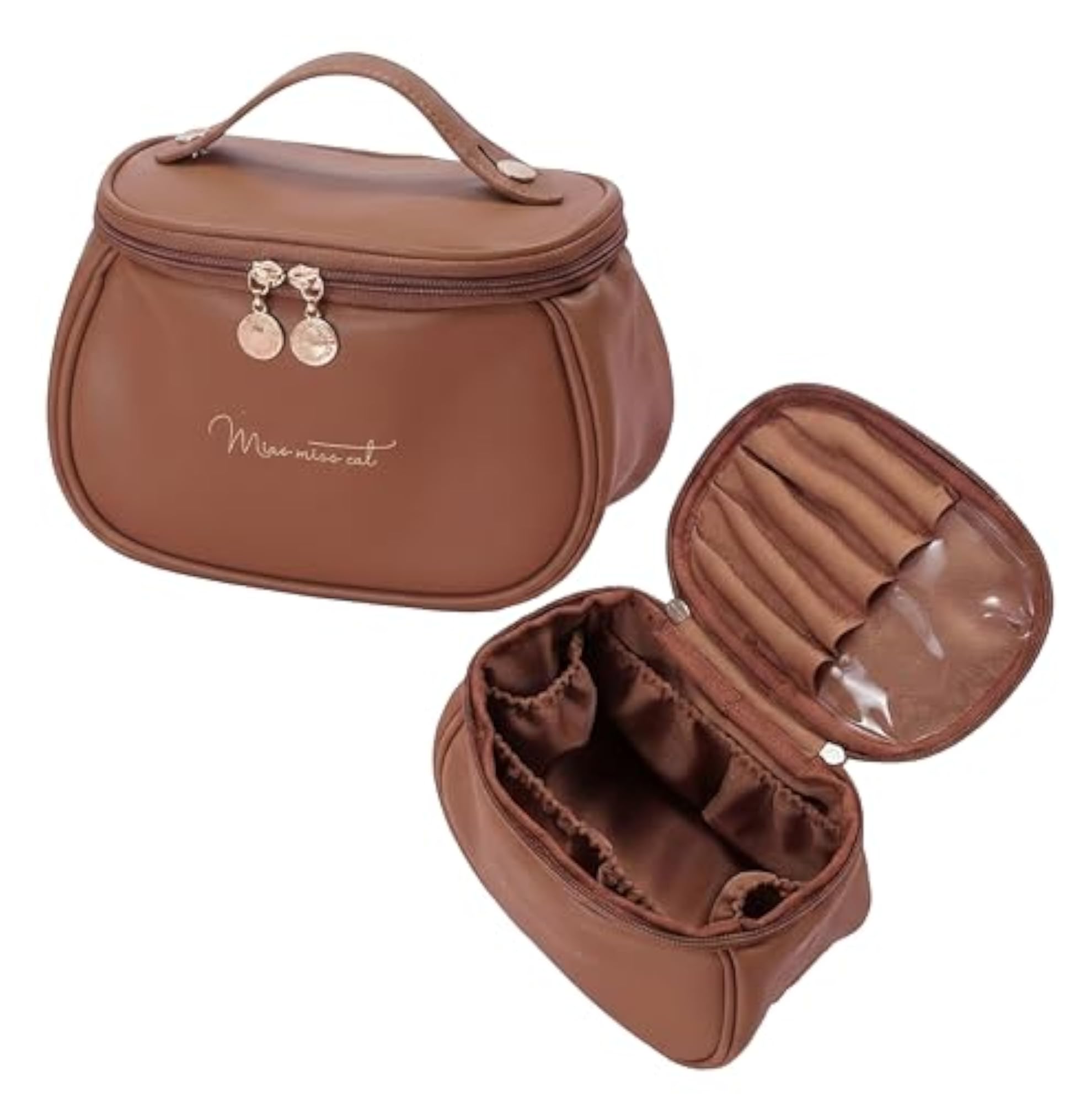 Portable Large Capacity Leather Cosmetic Bag for Women
