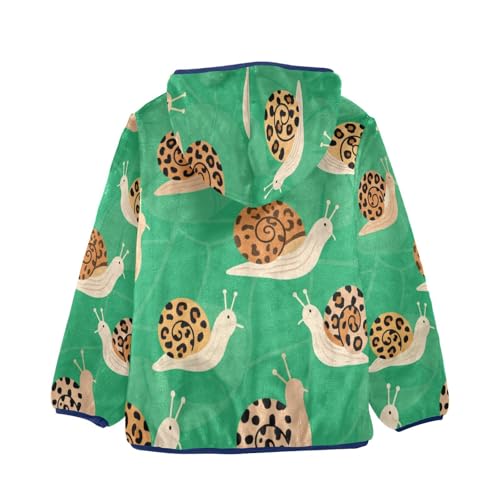 Snail Pattern on Green Background Toddler Fleece Jacket Girl Boys Hooded Fleece Jacket Coat Warm Outwear Zip-up 3-10T2