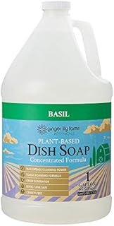 Ginger Lily Farms Botanicals Plant-Based Liquid Dish Soap, Concentrated Formula with Max Grease Cleaning Power, Cruelty-Free, Basil Scent, 1 Gallon Refill (128 Fl. Oz.)