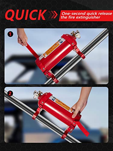 ZIDIYORUO Quick Release UTV Fire Extinguisher Mount Kits (5-10LB), 2pcs Heavy Duty Roll Bar Fire Extinguisher Bracket for UTV, Polaris RZR Ranger, Can Am X3,Kawasaki Teryx (Red)