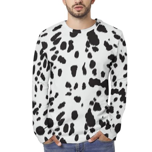 Dalmatian Skin Pattern Mens Long Sleeve Shirts Pattern Print Tee Shirts Fashion Sweatshirts Pullover Tops