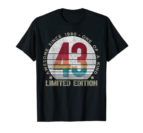 Vintage 1980 43 anni Regali in edizione limitata 43° compleanno Maglietta