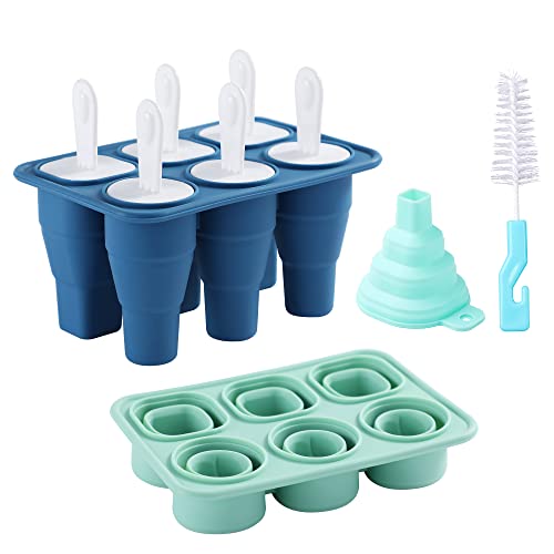 2 Pack Popsicle Molds Silicone Ice Pop Molds 6-Cavity Bpa Free Collapsible Popsicle Maker Mold Reusable Easy Release With Funnel And Cleaning Brush #TOP9
