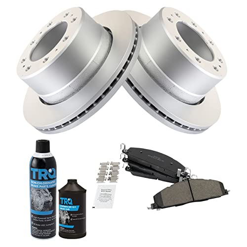 Image of TRQ Rear Brake Pad & Rotor Kit, with Chemical Kit Semi-Metallic Premium G-Coated Compatible with 2009-2010 Dodge Ram 2500, 3500 2012 Ram 1500 2011-2018 2500 3500