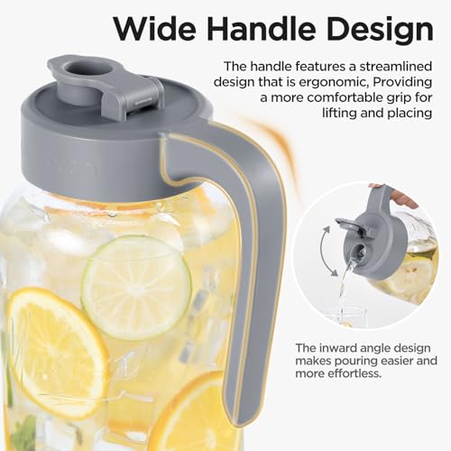 Image of Mason Jar Pitcher, 64 oz (2 quart), Glass Pitcher with Lid