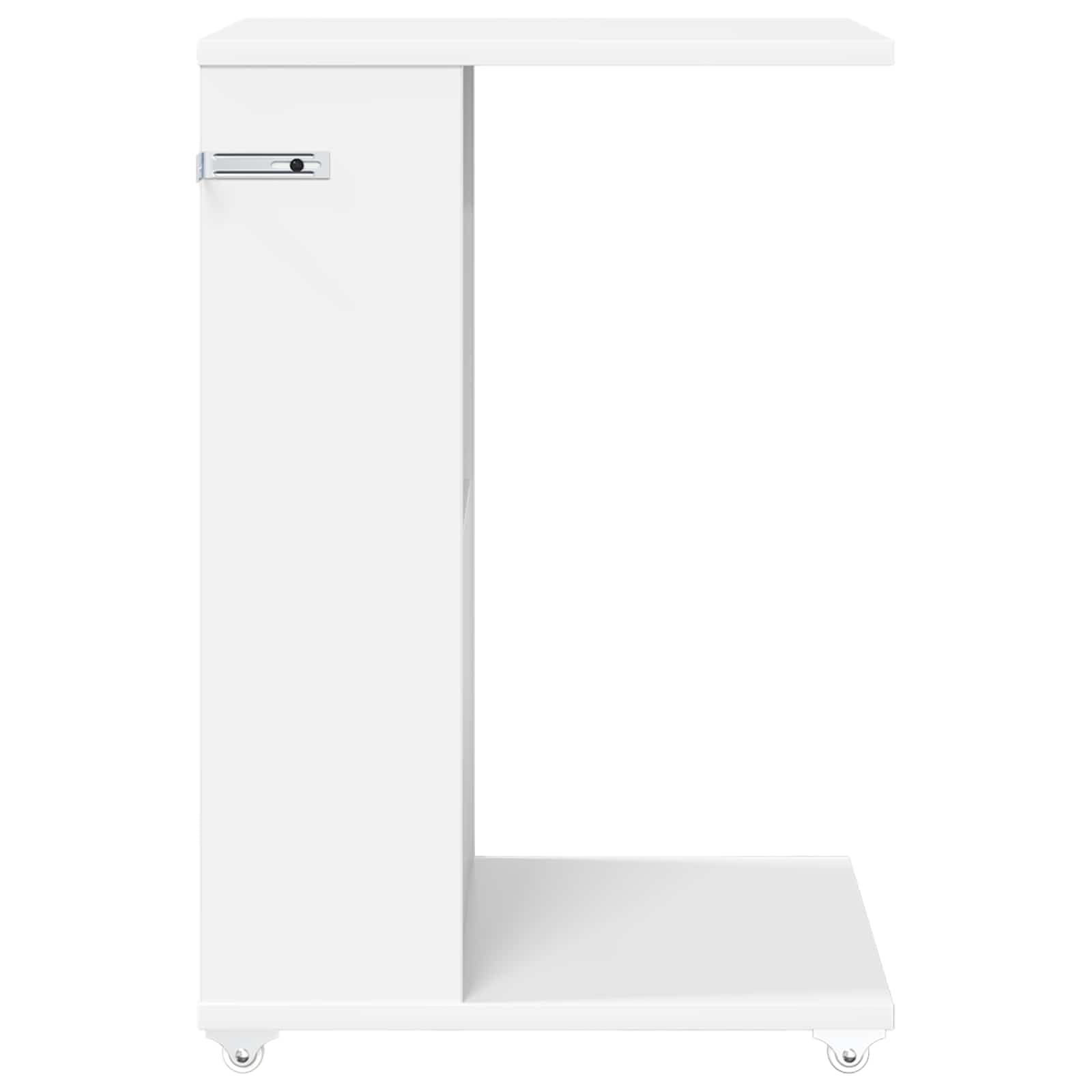 Mesa auxiliar blanca de madera con 4 ruedas, 40 x 35 x 60 cm, para salón, dormitorio, pasillo, balcón, oficina, sofá y cama con diseño moderno