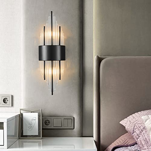 Zhllmq Modern Wall Sconces Set Of Two Black Wall Sconce Wall Lights For Bedroom Hallway Bathroom Vanity Light Fixtures For Bedroom Mirror Living Room Entryway Hallway #TOP1