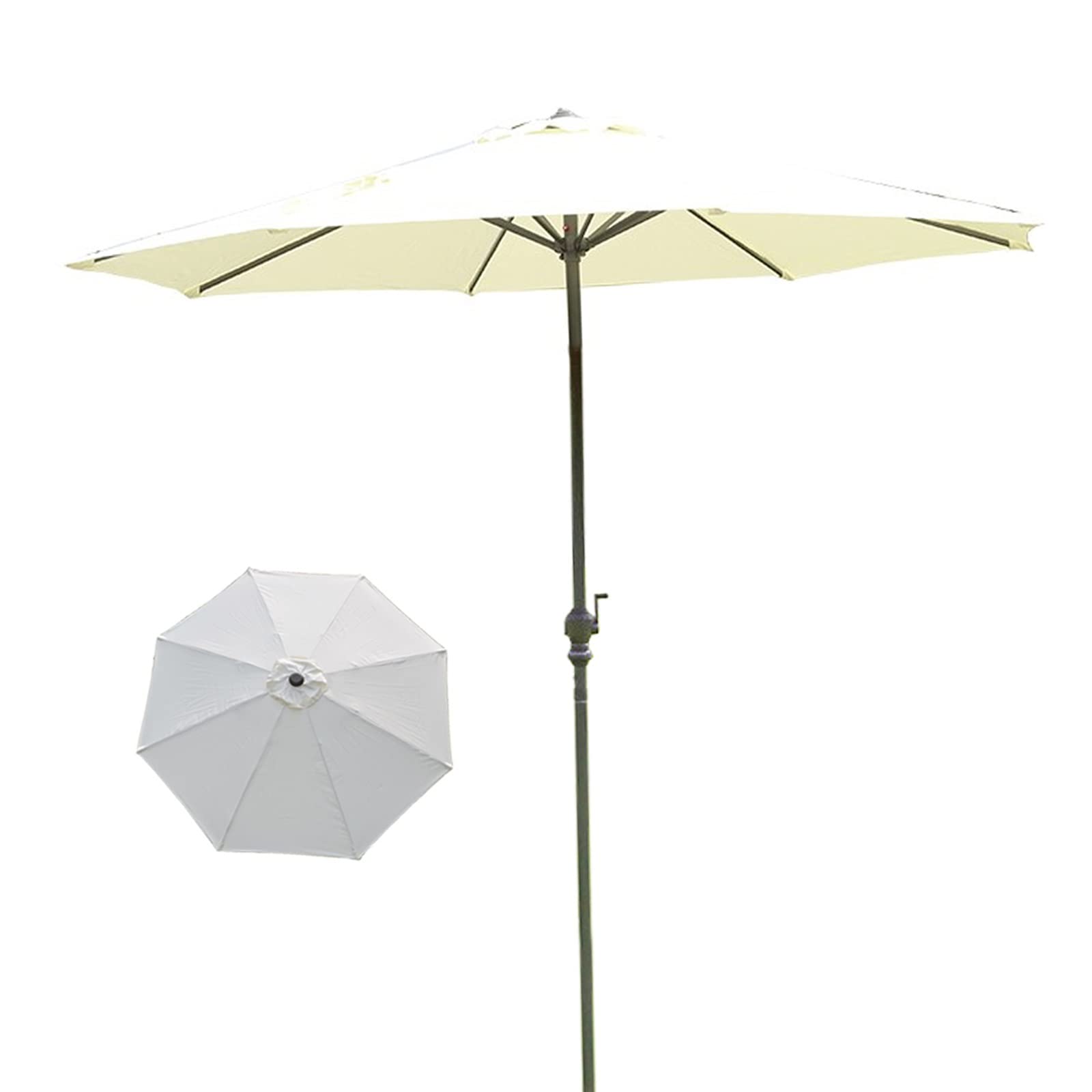 HCZKIUJY Outdoor Garden Parasols Parasols 9' Patio/Garden Umbrella with Crank, Perfect for Outdoor Yard, Beach Commercial Event Market, Camping, Swimming Pool Side (White 118inch)