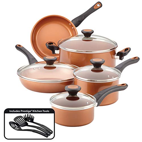 Farberware Glide CopperSlide Batterie de cuisine en céramique antiadhésive 12 pièces (cuivre)