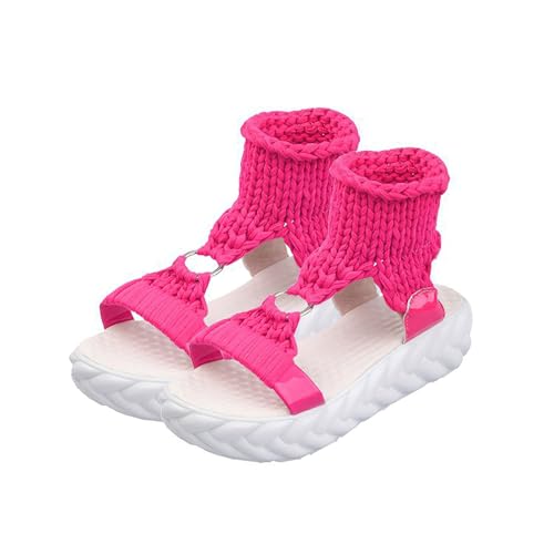 Exusiai Women's Crochet Platform Sandals - Comfy Wool Open Toe Casual Chunky Shoes Fashion Summer Beach Sandals