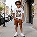 Voxikodex Size 9 10 Years Teen Boys Clothes 2 Piece Letter Print Short Sleeve T-Shirt Tops & Brown Shorts Fashion Kids Boys Summer Clothing Set(9-10Y)