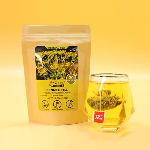 Fullchea - Fennel Tea Bags, 30 Teabags, 4G/Bag - Premium Whole Fennel Seeds - Non-Gmo - Caffeine-Free - Helps Improve Digestion & Immune System #TOP1