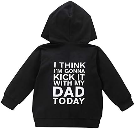 1-6T Kids Toddler Boy Girl Hoodies Pullover DAD Letter Print Sweatshirt Hooded Jersey Casual Clothes Outdoor Outfit (Black Zipper, 5T-6T)
