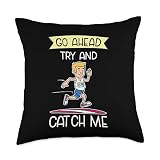 FRESAN Track And Field Quotes Cross Country Runner Go Ahead Try and Catch Me Track Field Cross Country Running Throw Pillow, 18x18, Multicolor