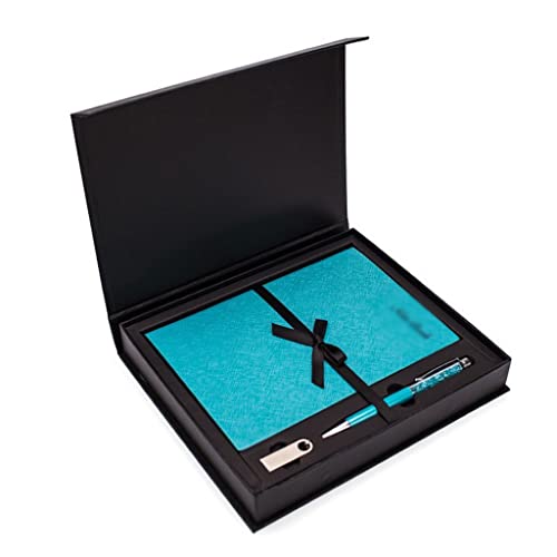 HNJUBVG Leather Flash Drive Book Pen Set Loose-leaf Notebook Gift Box(C)
