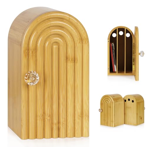 Lzttyee Phone Box for Family Time, Bamboo Cell Phone Jail, 3 Sections Hold 6 Phones, with Charging Holes, Phone Holder Self-Discipline Box, Help Kids Adults Focus Back, Mobile Phone Addiction (Wood)
