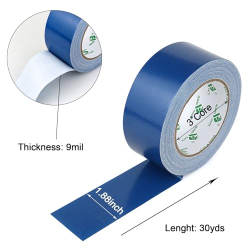 Image of BOMEI PACK Blue Duct Tape, Heavy Duty Strong Industrial Grade Color Duct Tape 9.0 mil x 1.88inch x 30yds for Packing and Repairing