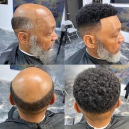 Afro Toupee for Black African Men - Men's Weave, Curly Kinky Afro Hair Replacement Unit, Black Men Wig, African American Hair Toppers - Image 3