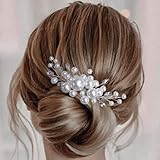 Evild Pearl Hair Accessories Wedding Bride Hair Comb Bridal Hair Pieces for Women (Silver)