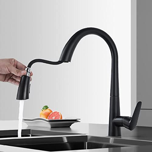 Robinet mitigeur de cuisine noir pour évier moderne avec douchette extractible pratique - 4