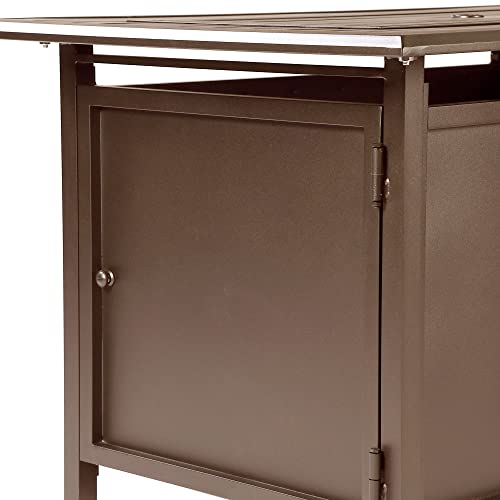 Image of Oakland Living Istanbul-FPT-BN Rectangular 46 in. x 31 in. Aluminum Propane Pit, Glass Beads, Two Covers, Lid, 57,000 BTUs in Brown Finish Fire Table