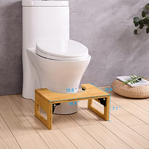 Amazerbath 7 Inches Bamboo Toilet Stool For Bathroom, Collapsible Poop Stool, Natural Color #TOP5