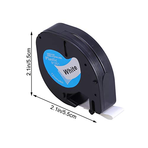 Fita de plástico para etiquetagem STOBOK compatível com DYMO Letratag 91201 Black on White Label Mak