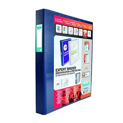 Image of Elba Vision 30mm 4D-Ring Binder Upright A3 Blue 100080862 FINCHLEY Pen Free