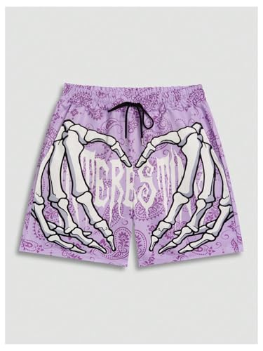 SHENHE Men's Summer 2 Piece Outfits Crewneck Graphic Tee Shirt and Paisley Bandana Shorts Set4