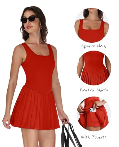 Image of NIASHOT Athletic Dress for Women with Shorts Sleeveless Womens Golf Dress