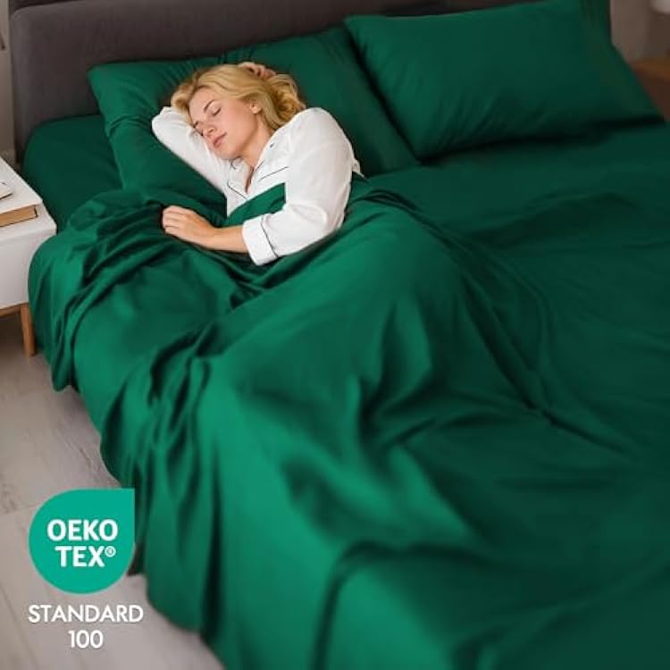 ClevaHome Queen Sheet Set, 4-Piece Bed Sheets for Queen Size Bed, Lightweight & Super Soft Easy Care Microfiber Shrinkage & Fade Resistant Bedding Set with 14'' Deep Pockets (Forest Green)