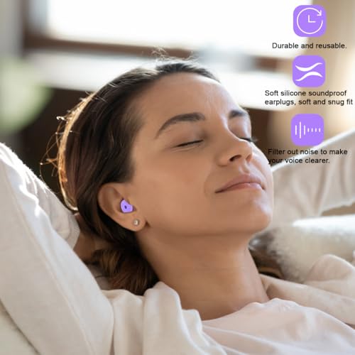 Image of ZIBUYU Ultra Soft Silicone Loop Ear Plugs for Noise Cancellation for Sleeping Studying and Travel - Reusable 33dB Earplug Set with Multiple Sizes and Portable Storage Case Comfortable Hearing