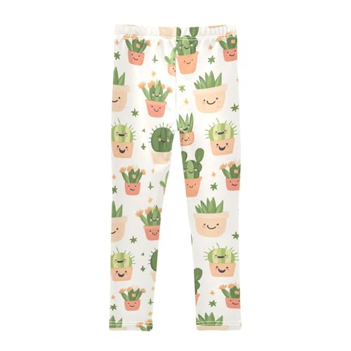 Kawaii Cacti Girls Leggings,Workout Leggings for Girls Toddler Athletic Legging Size for 3-10T2